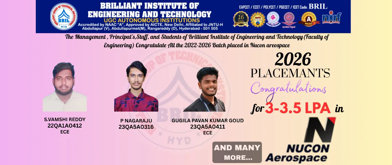 BRIL Placement 2025-26 – Student Success